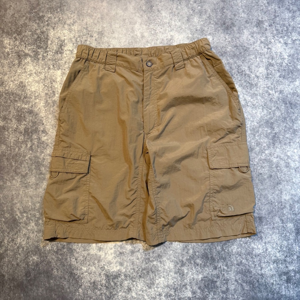 The North Face Mens Brown Nylon Cargo Hiking Shorts Size Small Stow Pocket Tan
